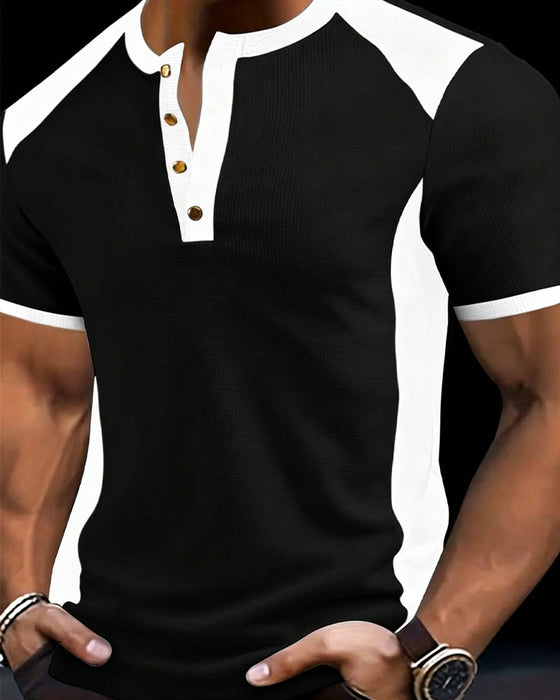 T-Shirt Herre Farveblok Vaffel