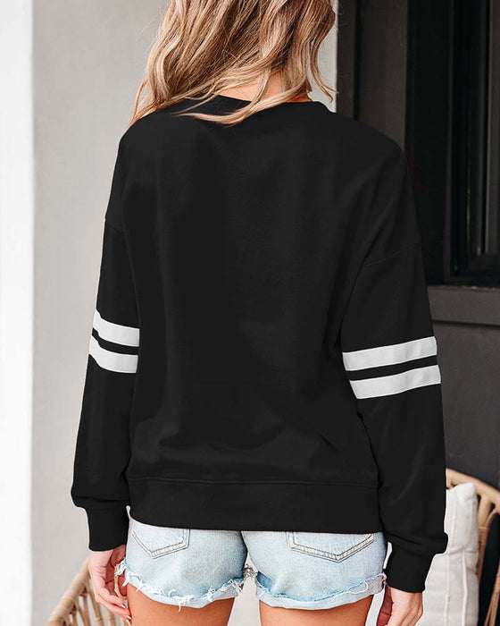 Farveblok Langærmet Rundhalset Sweatshirt