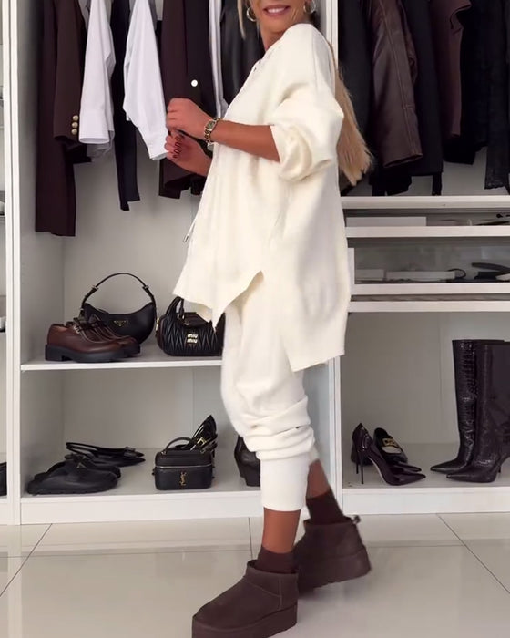 Todelt sæt - ensfarvet sweater og bukser