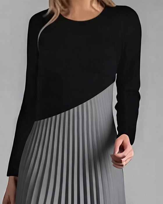 Kjole Patchwork Plisseret Midi