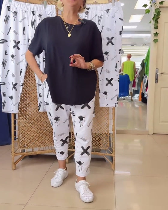 Bukser mellemhøje afslappet print