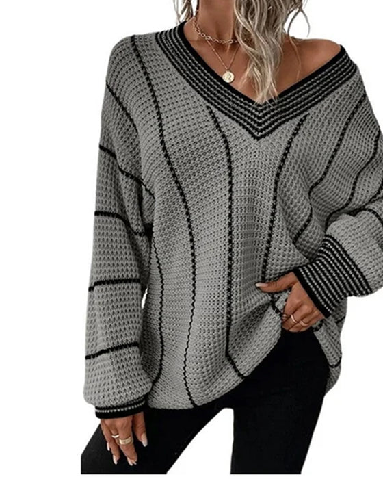 Pullover Trøje Afslappet Loose Fit Stribe