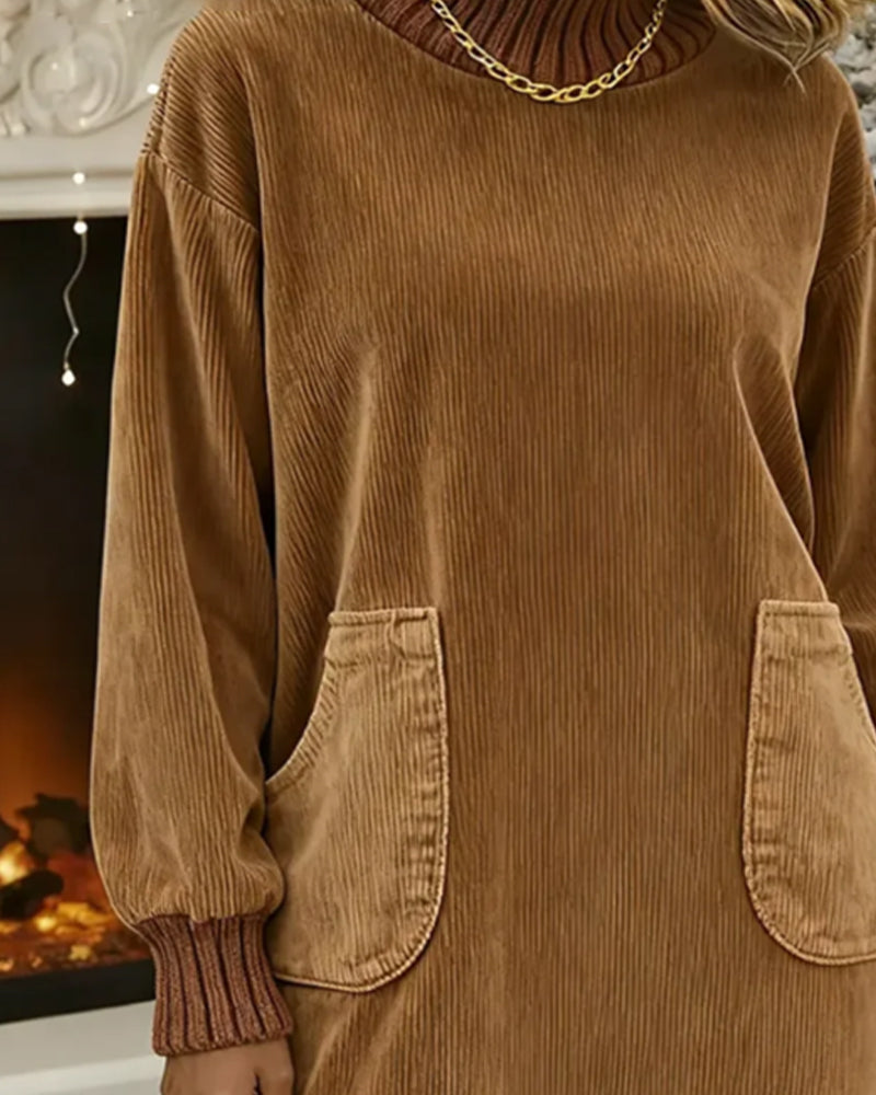 Retro Kjole Med Høj Hals Og Lange Ærmer