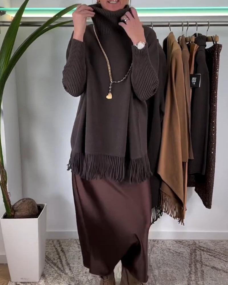 Turtleneck med frynsekant