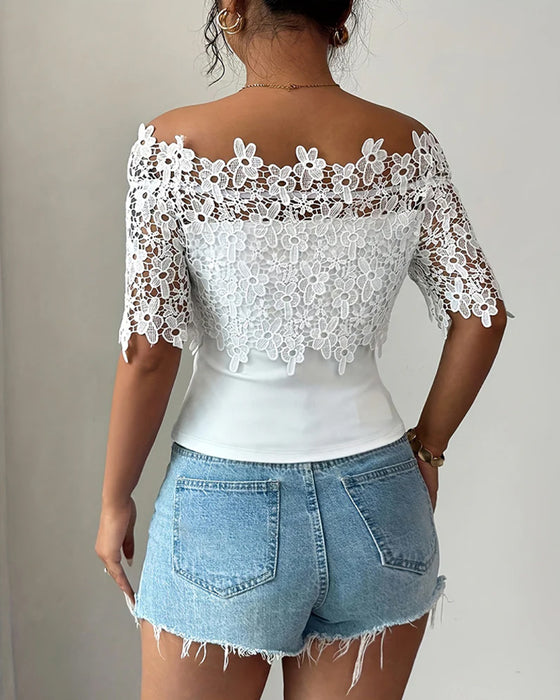 Bluse Off-Skulder Blomstret Blonde Top