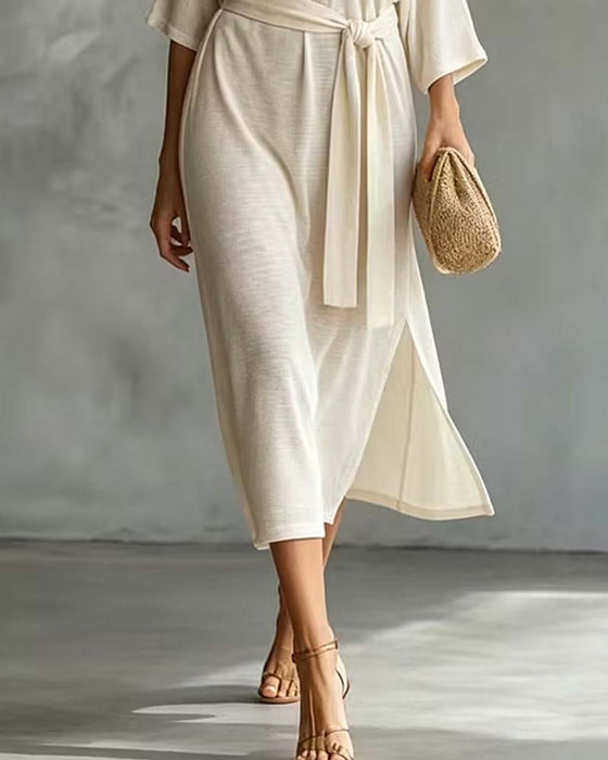 Kjole Off-Shoulder Bindebånd Slids