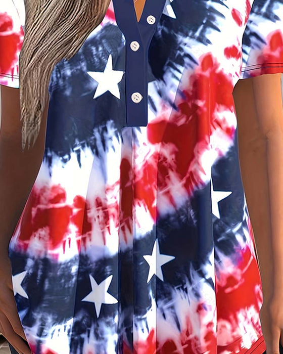 Bluser Tie-Dye Henley Kortærmet