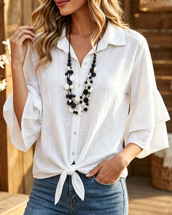 Bluse Skjorte Krave Ruffle Slips