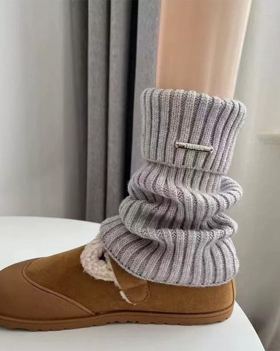 Dame Basis Ensfarvede Benvarmere Med Metalletiket, Minimalistisk Damemode