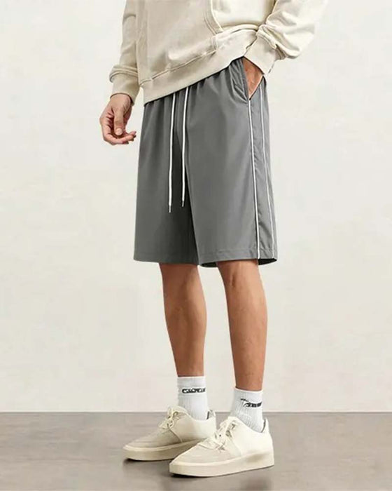 Shorts Dobbelt Hvid Stribe Knælang Casual