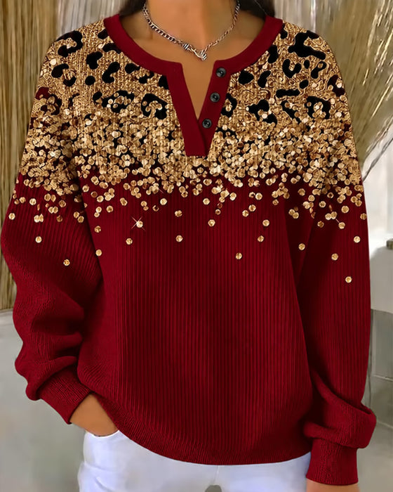 Sweatshirt Leopard Tryk Mode Afslappet