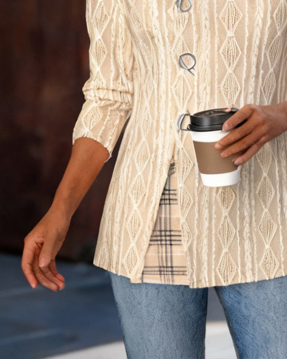 Top I Ternet Patchwork Med Rund Halsudskæring