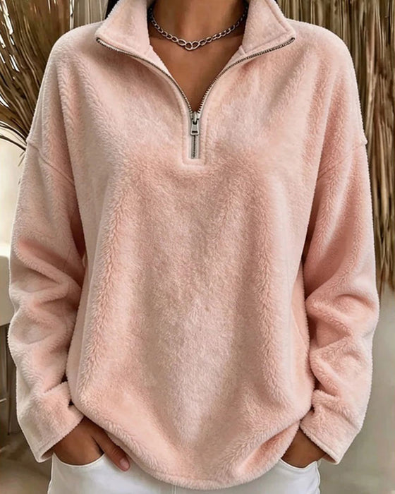 Sweatshirt Lynlås Lille Stående Krave Pullover