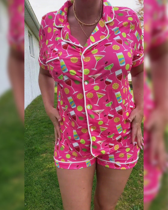 Todelte Sæt Vinflaske Print Casual