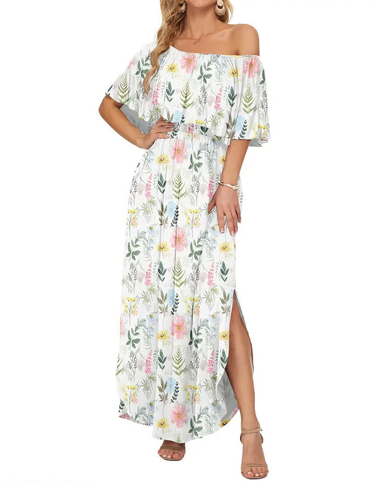 Kjole Elegant Blækvask Blomstret Maxi