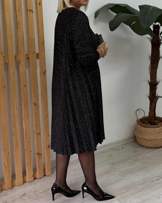 Kjole Rund Halsudskæring Glitrende Plisseret Mode