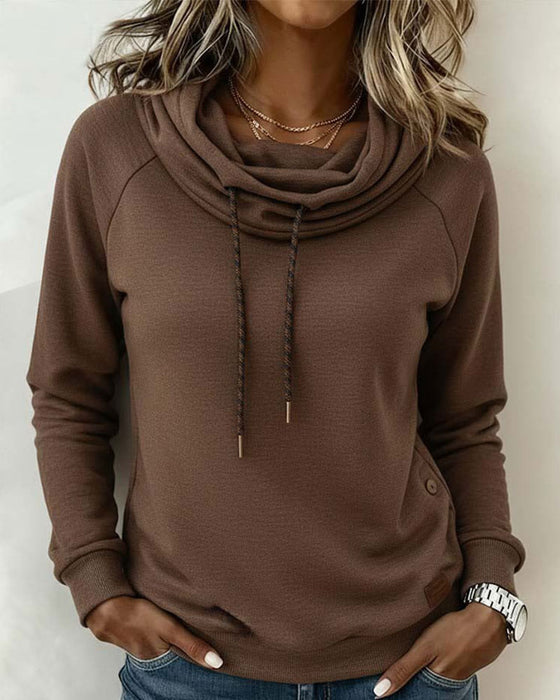 Sweatshirt Mock Hals Bindebånd Casual Pullover
