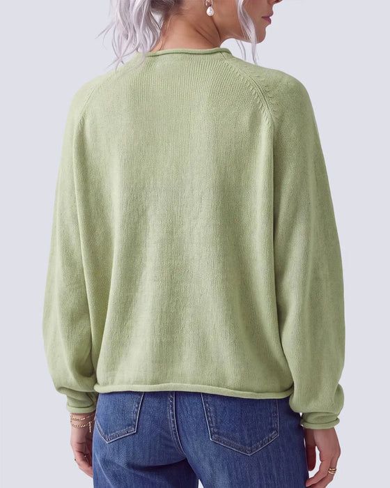 Pullover Rund Hals Fisk Tryk Drop Skulder