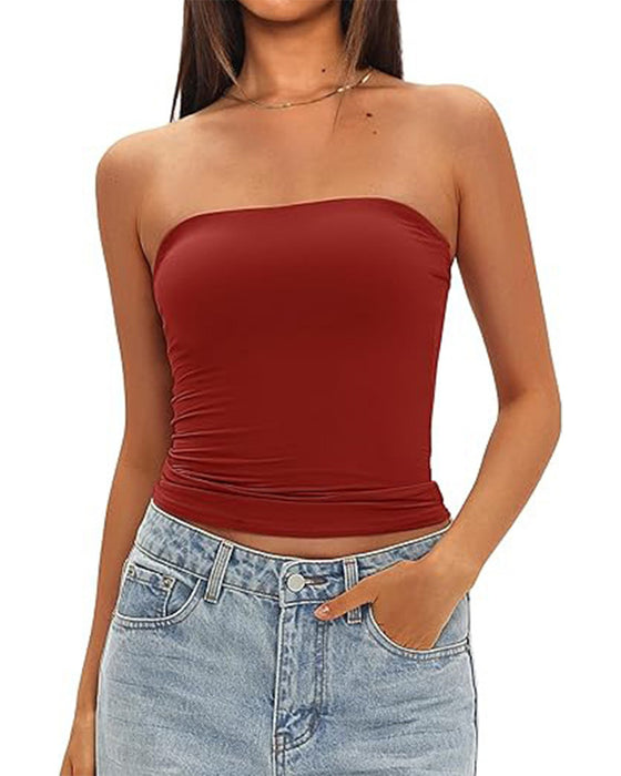 Tank Top Uden Stropper Kort Tætsiddende