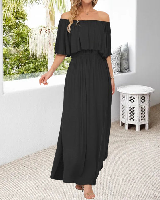 Kjole Off-Shoulder Ruffle Slids