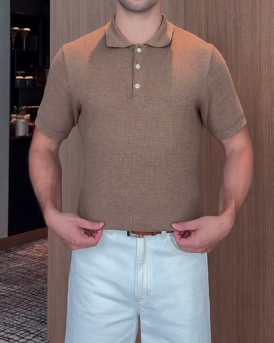 Herre-T-Shirt Med Løs Pasform – Afslappet Polokrave