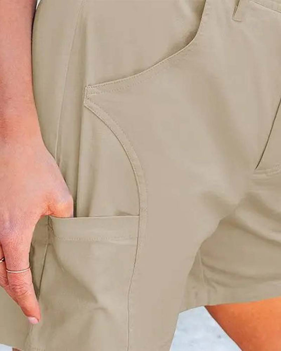 Shorts Med Lommer Knap Ensfarvet