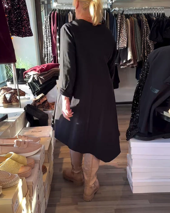 Kjole Glitter Panel Rund Hals