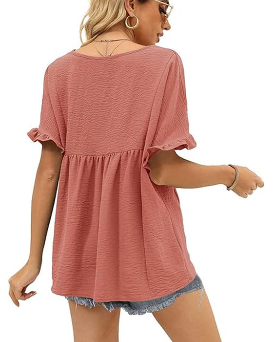 Bluse Afslappet Rynke Loose Fit