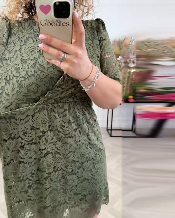 Kjole V-Hals Blonde Korte Ærmer