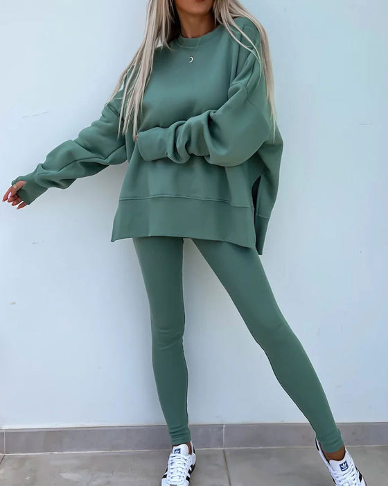 Sæt Slim Bukser Løs Sweatshirt