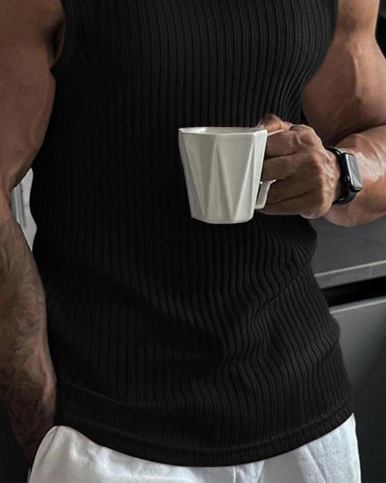Herre Tanktop Ensfarvet Sport Afslappet