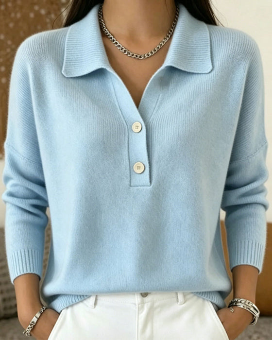 Pullover Halvknap Knap Casual