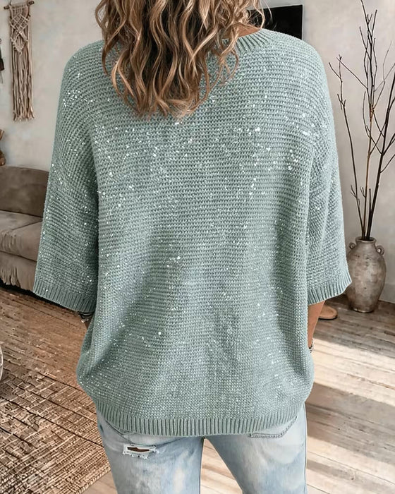 Pullover Rundhalset 3/4 Ærme Casual