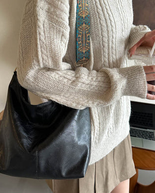 Vintage bucket bag med stor kapacitet og skulderstrop