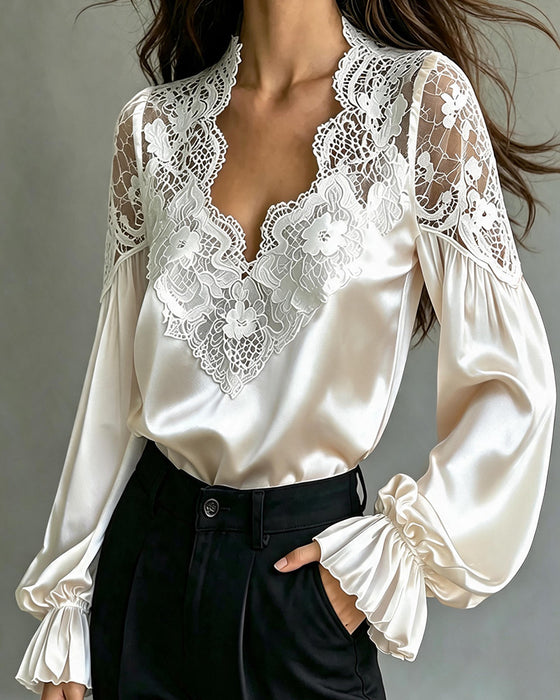 luse V-Hals Ruffle Blonde Udskæring