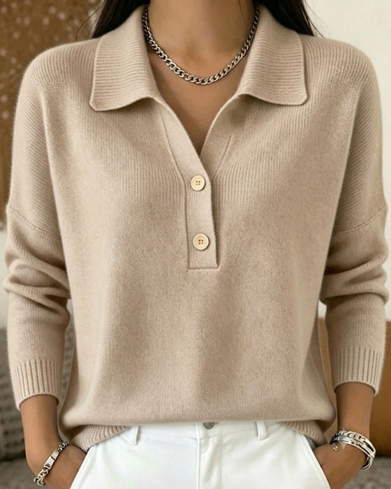 Pullover Halvknap Knap Casual