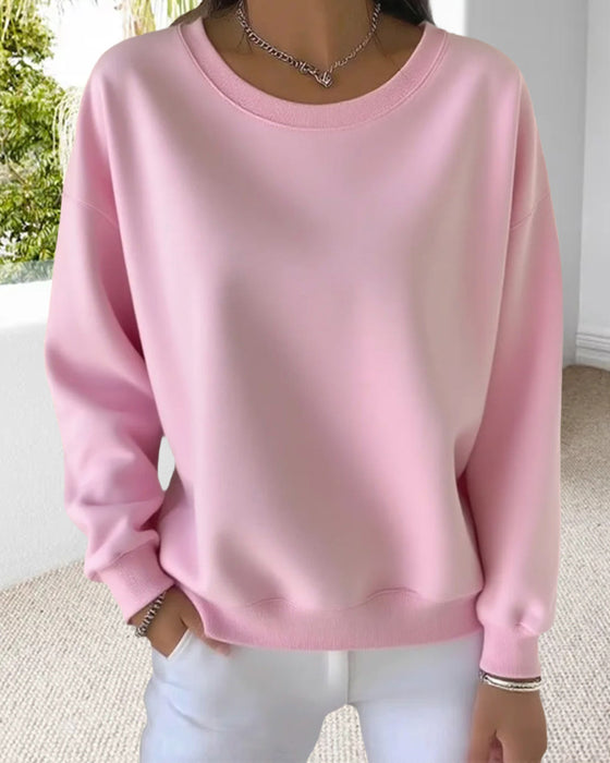 Sweatshirt Casual Ensfarvet