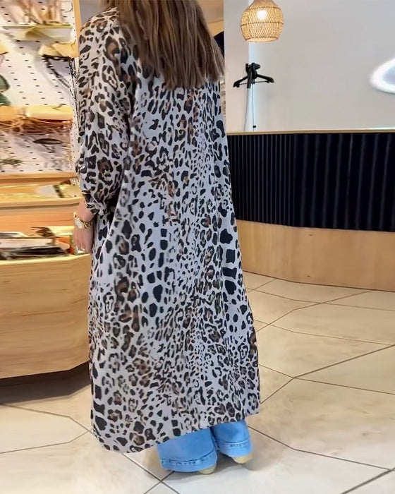 Lang leopardprint frakke