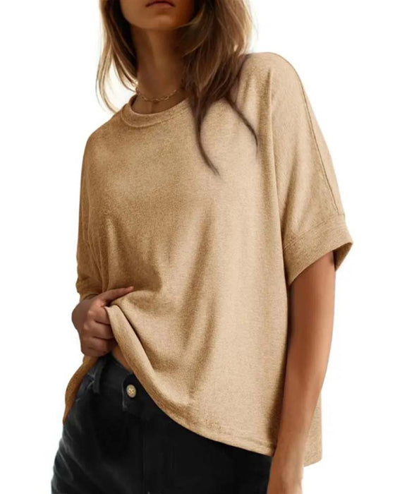 T-Shirt Rund Hals Løs Kort Ærme