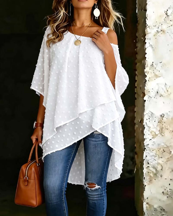 Bluse Tredimensionel Blomstret Enskuldret