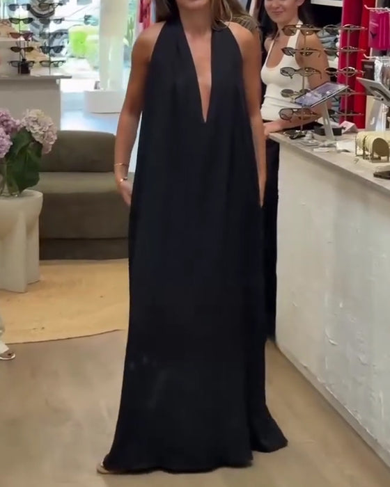 Kjole Elegant Ærmeløs Gulvlang