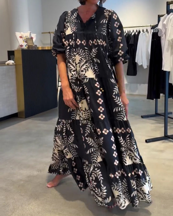 Kjole Slips Blomstrende Fuld Nederdel Ferie Maxi