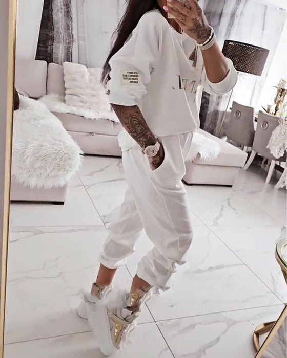 Sæt Sporty Casual Trykt To-Delts