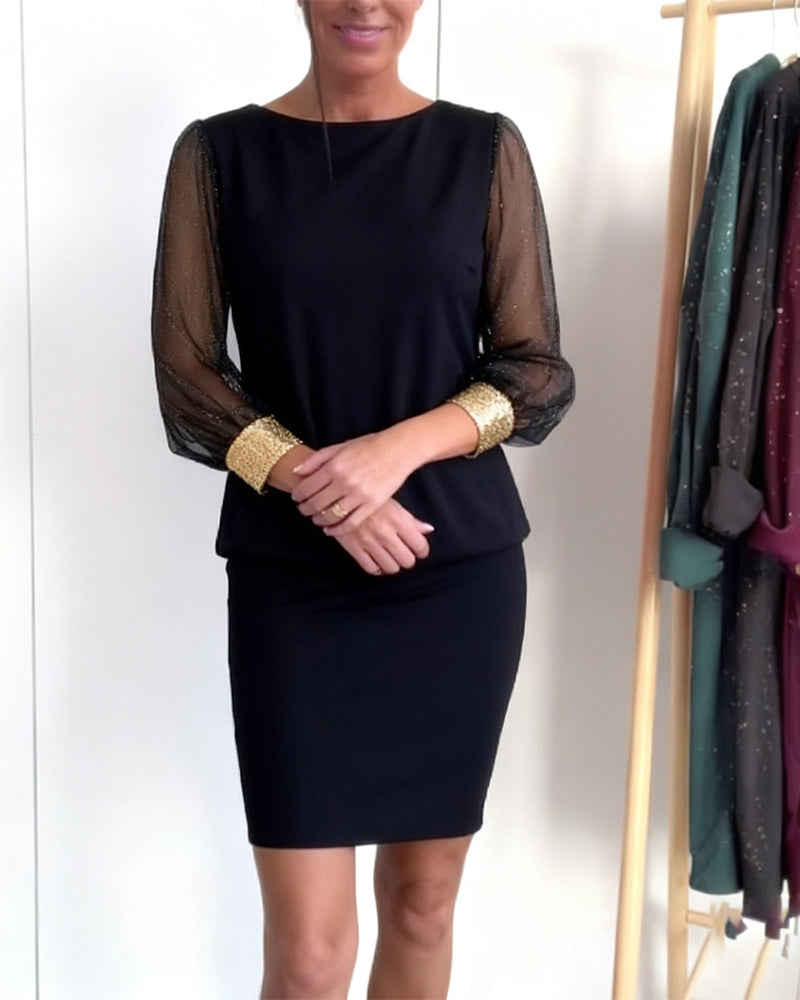 Kjole Tüll Farvekontrast Langærmed