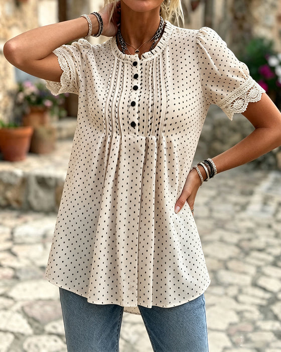 Bluse Bobble Ærme Polka Dot