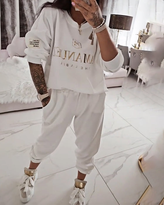 Sæt Sporty Casual Trykt To-Delts