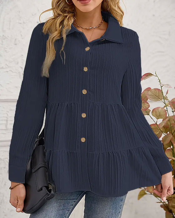 Elegant Skjorte Med Reverskrave Og Taljeret Snit