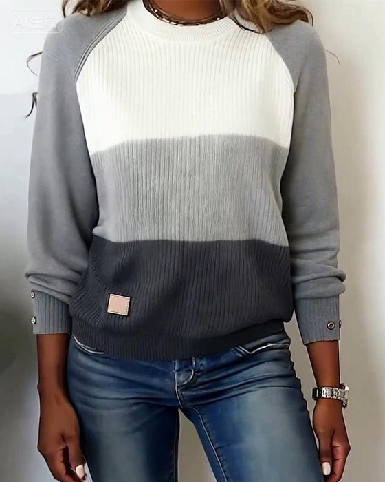 Top Stilfuld Rund Hals Kontrastfarve