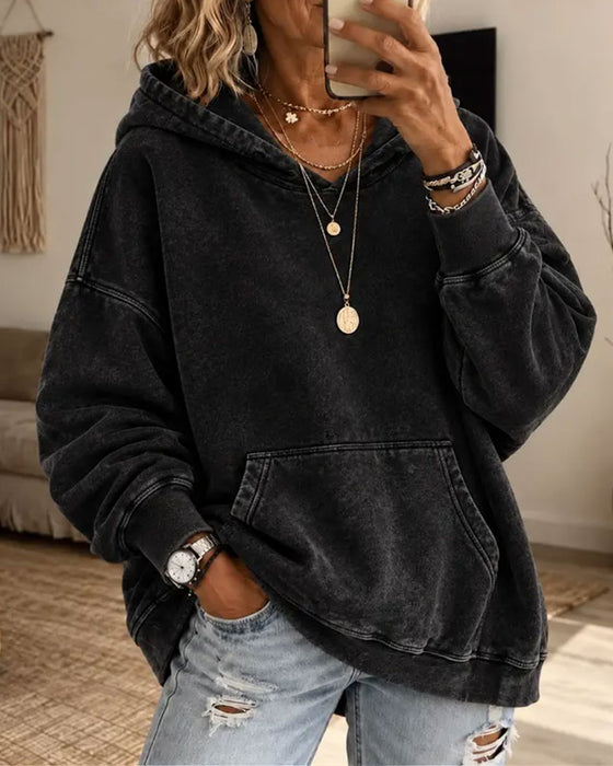 Hættetrøjer Casual Ensfarvet Lomme