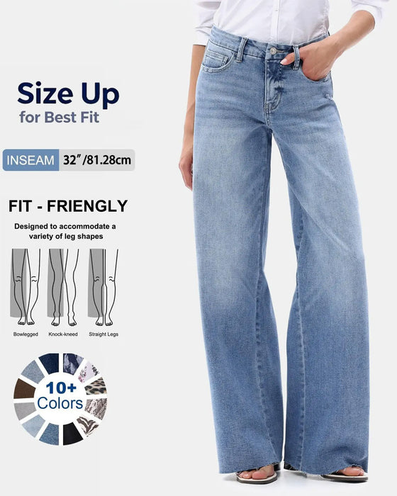Jeans Lomme Knap Bredt Ben